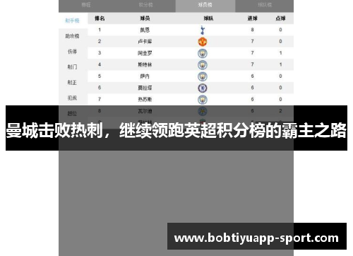 曼城击败热刺，继续领跑英超积分榜的霸主之路